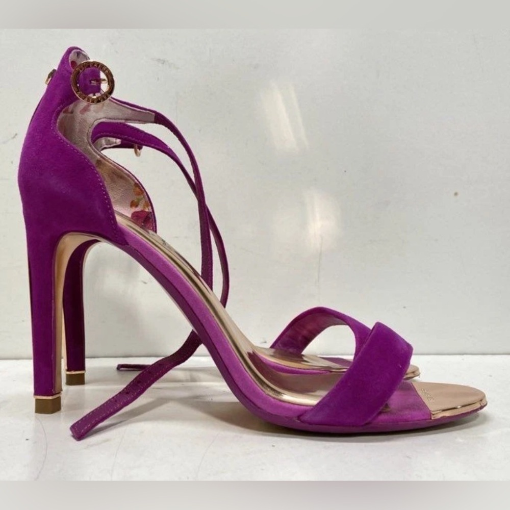 Ted Baker Women's Fuchsia Microbel Suede High Heel Sandals Size 8.5 in Box - Picture 5 of 6